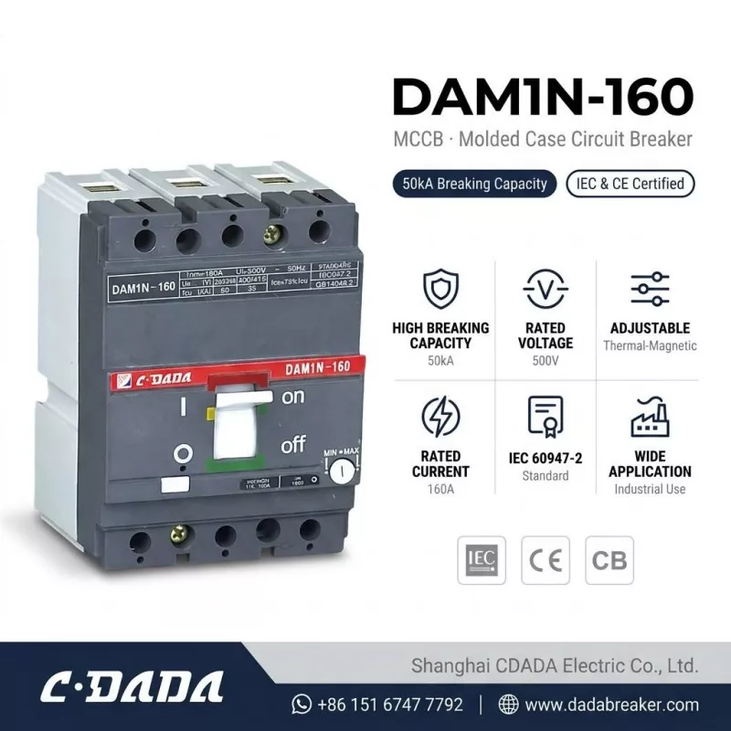 I-CDADA ikhupha i-High-Capacity DAM1N-160 160A MCCB Circuit Breaker