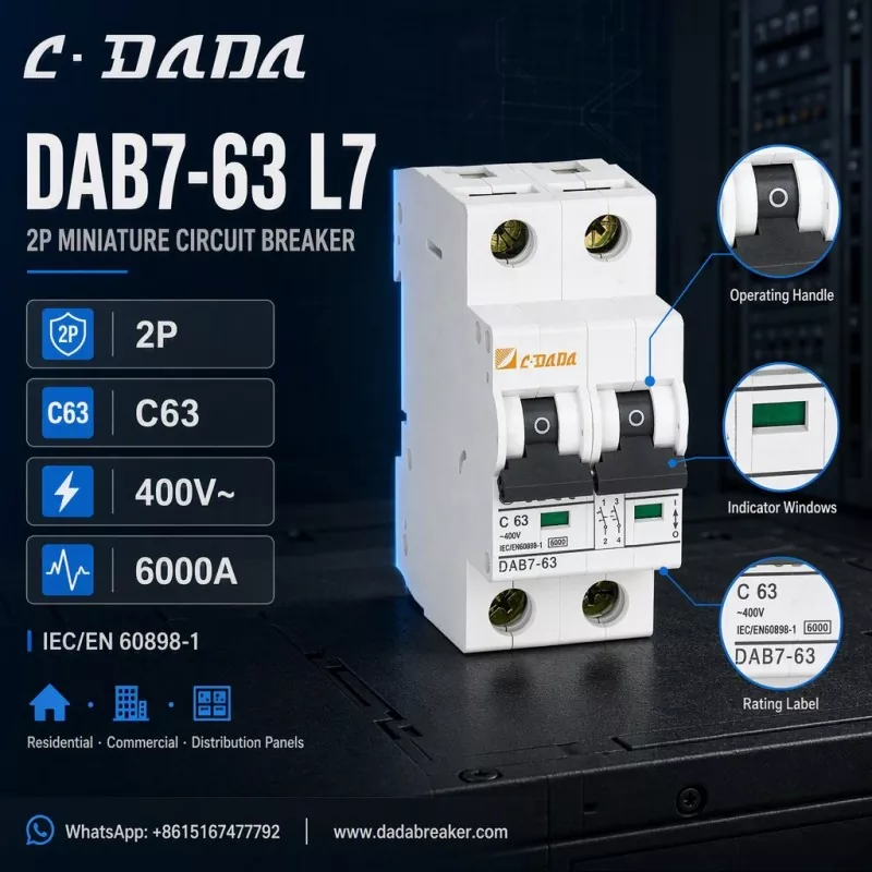 I-DAB7-63 L7 2P MCB - Ukucaca, ukuKhuselwa okuCwangcisiweyo kwiiPaneli zokusasaza